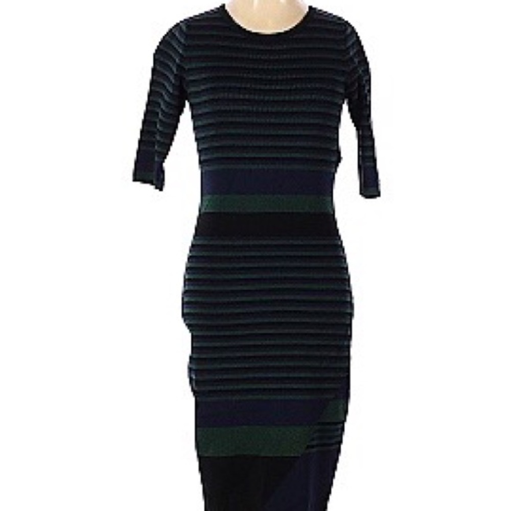 John + Jenn Black Striped Lucy Knit Dress L